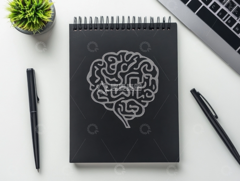高清大图下载【趣麦麦图】笔记本上的大脑迷宫图案