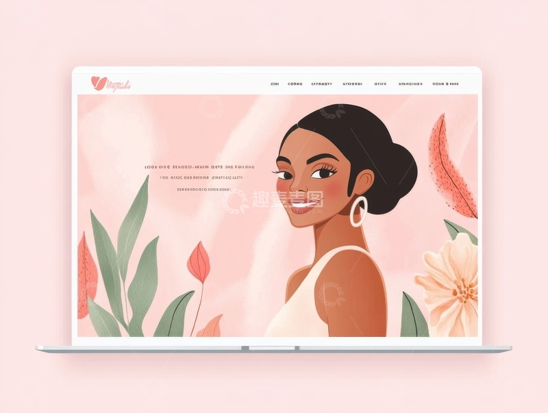 高清大图下载【趣麦麦图】网页设计展示：女性与花卉元素