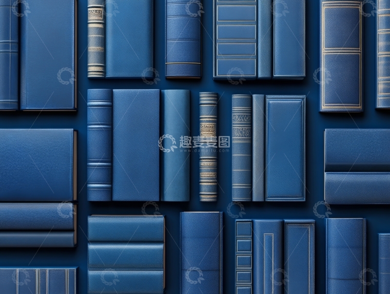 高清大图下载【趣麦麦图】蓝色书本的有序排列