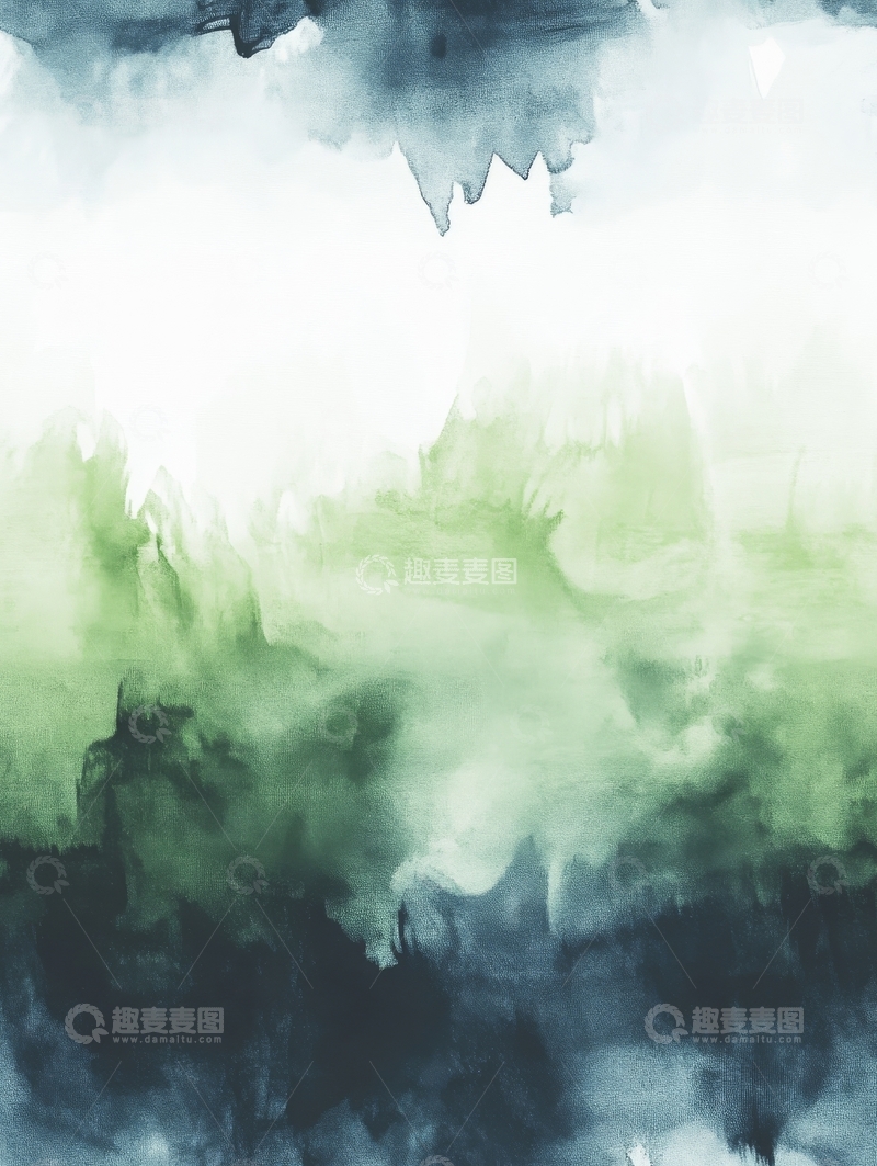 高清大图下载【趣麦麦图】墨绿渐变抽象水墨画