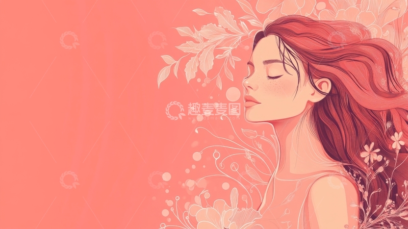 花香中的沉思女子