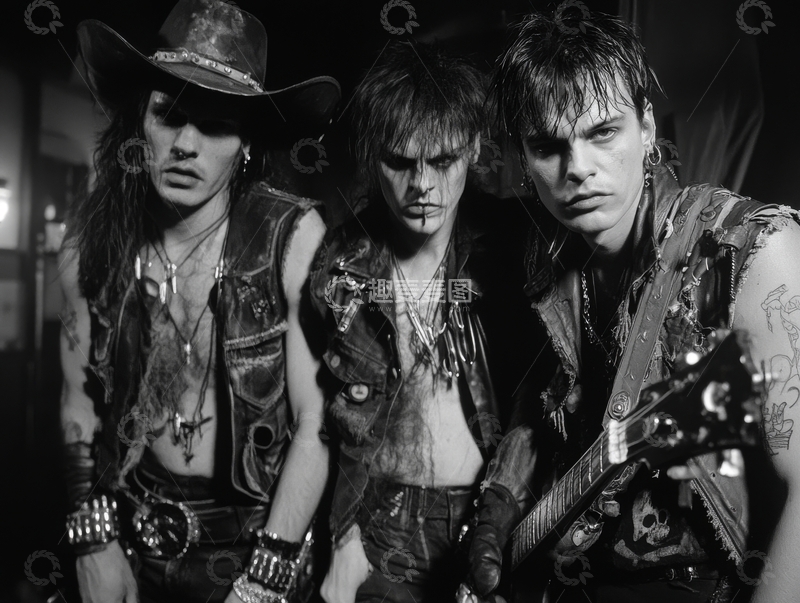 高清大图下载【趣麦麦图】三位摇滚乐手的黑白肖像