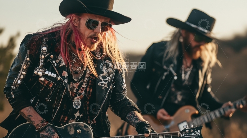 高清大图下载【趣麦麦图】摇滚乐手户外演奏