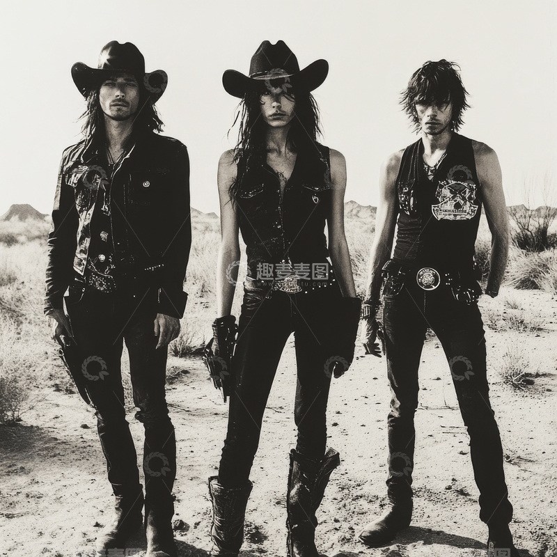 高清大图下载【趣麦麦图】三人沙漠装扮合影