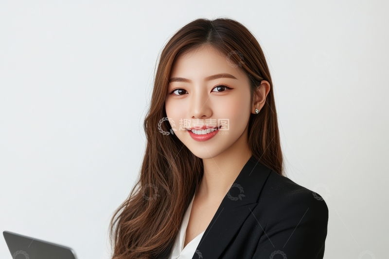 高清大图下载【趣麦麦图】职业女性手持平板微笑