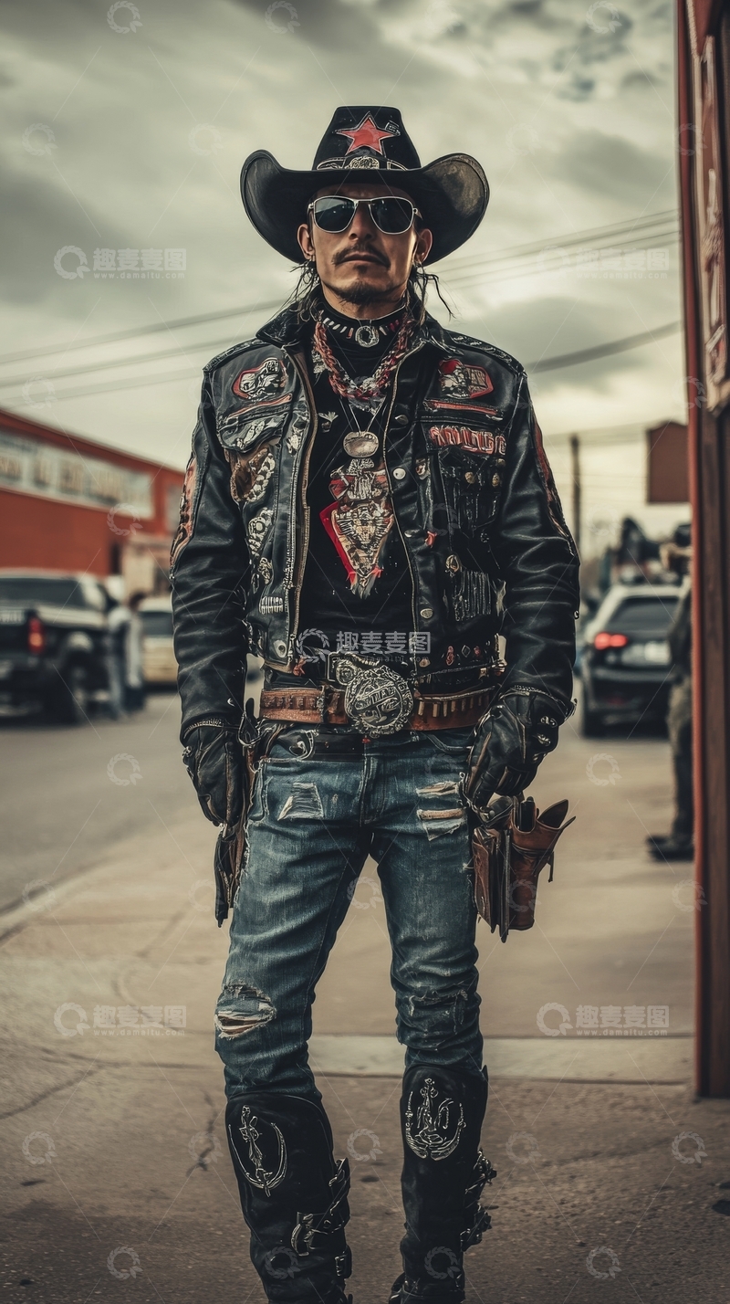 高清大图下载【趣麦麦图】街头牛仔风装扮的男子