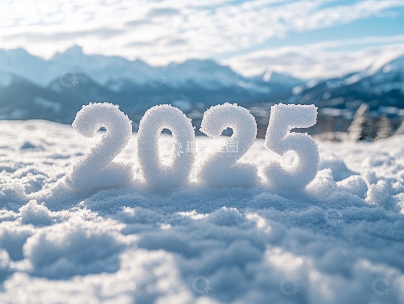 雪地中的2025数字