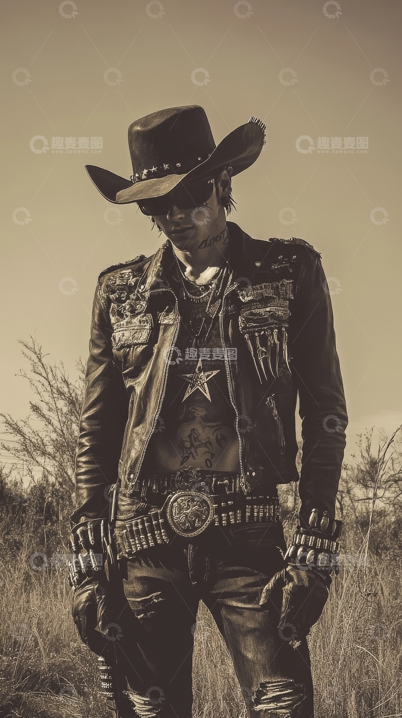高清大图下载【趣麦麦图】牛仔装扮的男子站在户外