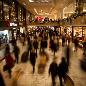 繁忙购物中心的购物人群
