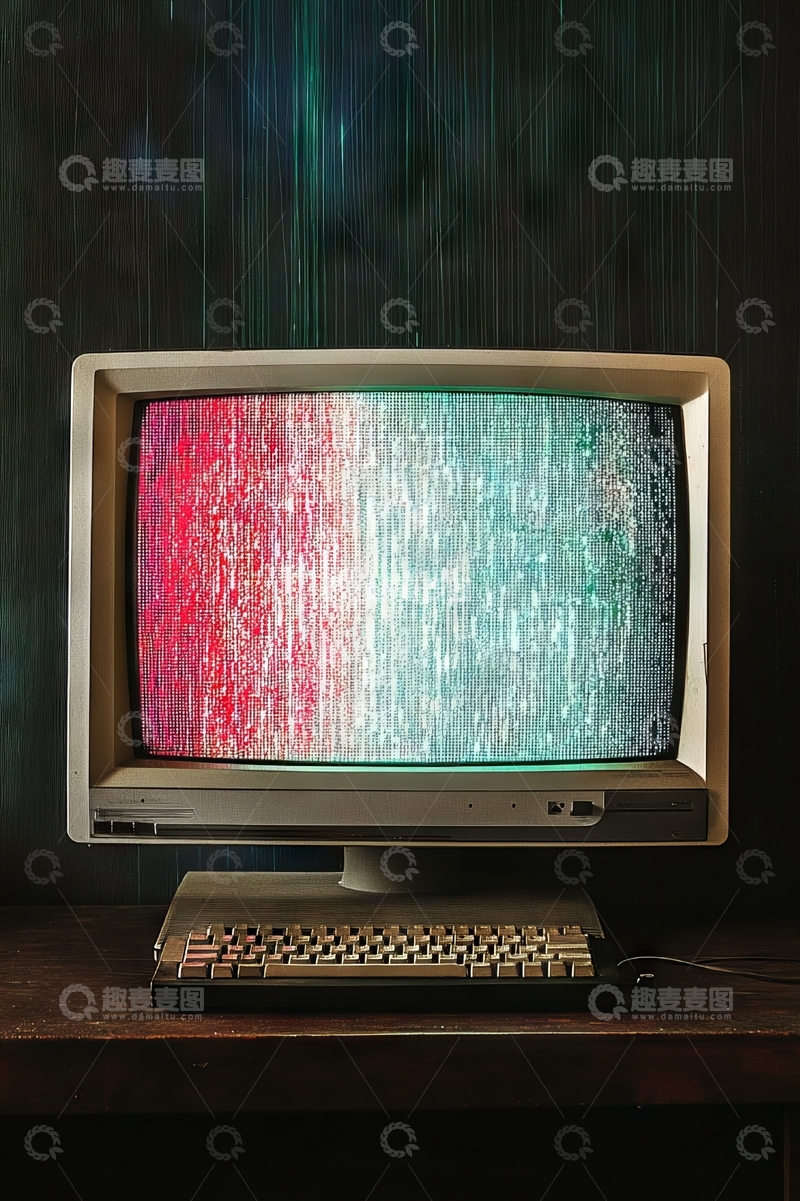 高清大图下载【趣麦麦图】复古电脑显示彩色噪点