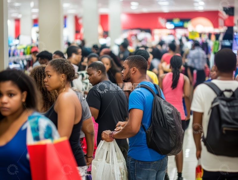 高清大图下载【趣麦麦图】购物中心内人群熙攘