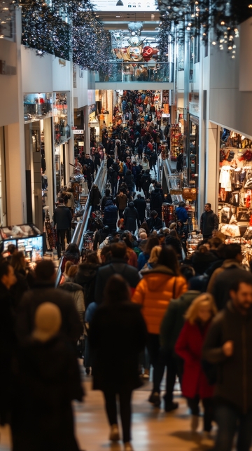 繁忙购物中心的热闹场景