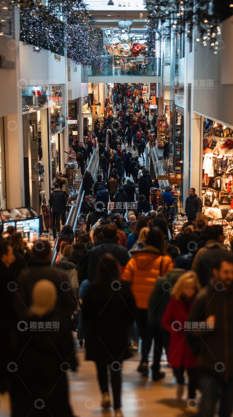 高清大图下载【趣麦麦图】繁忙购物中心的热闹场景