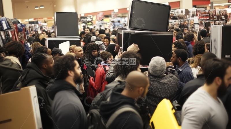 高清大图下载【趣麦麦图】人群聚集在电子产品前选购