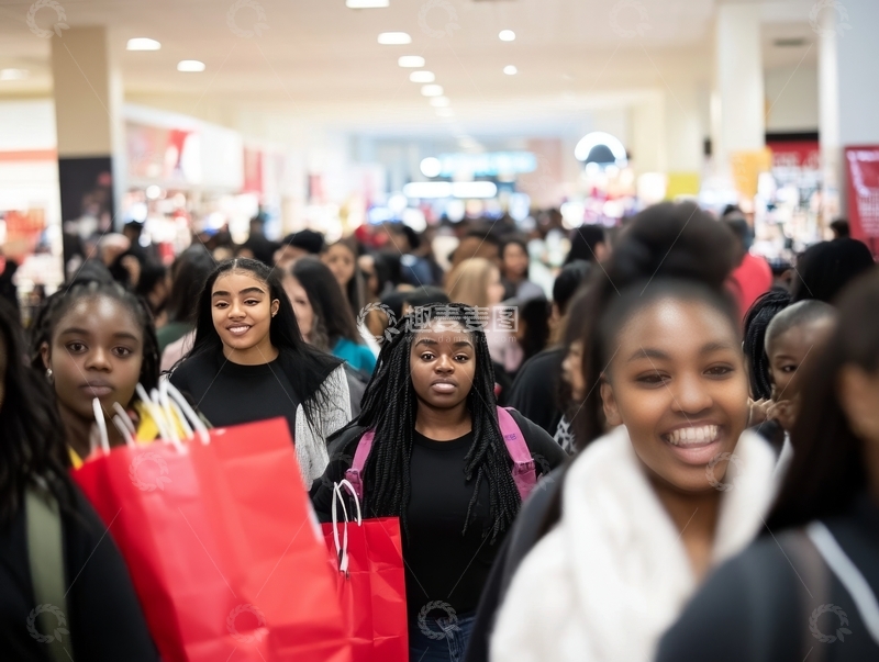 高清大图下载【趣麦麦图】商场购物的年轻女性群体