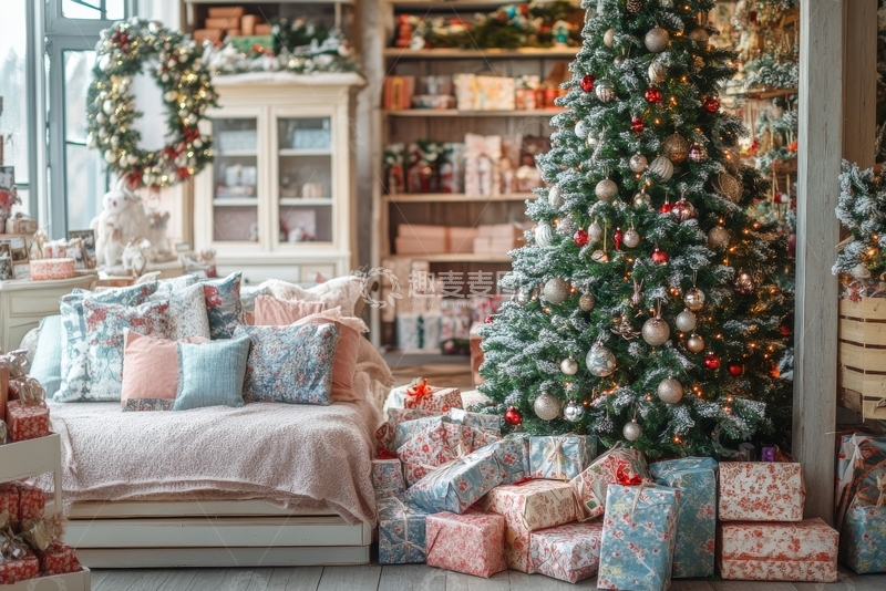 高清大图下载【趣麦麦图】温馨客厅的圣诞装饰