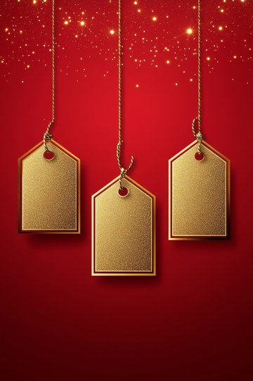 红色背景上的金色吊牌