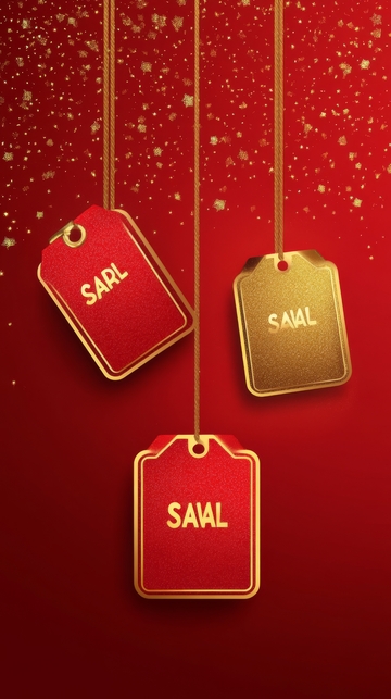 红色背景上的金色吊牌