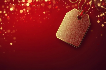 红色背景上的金色吊牌