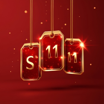 红色背景下的金色吊牌数字展示