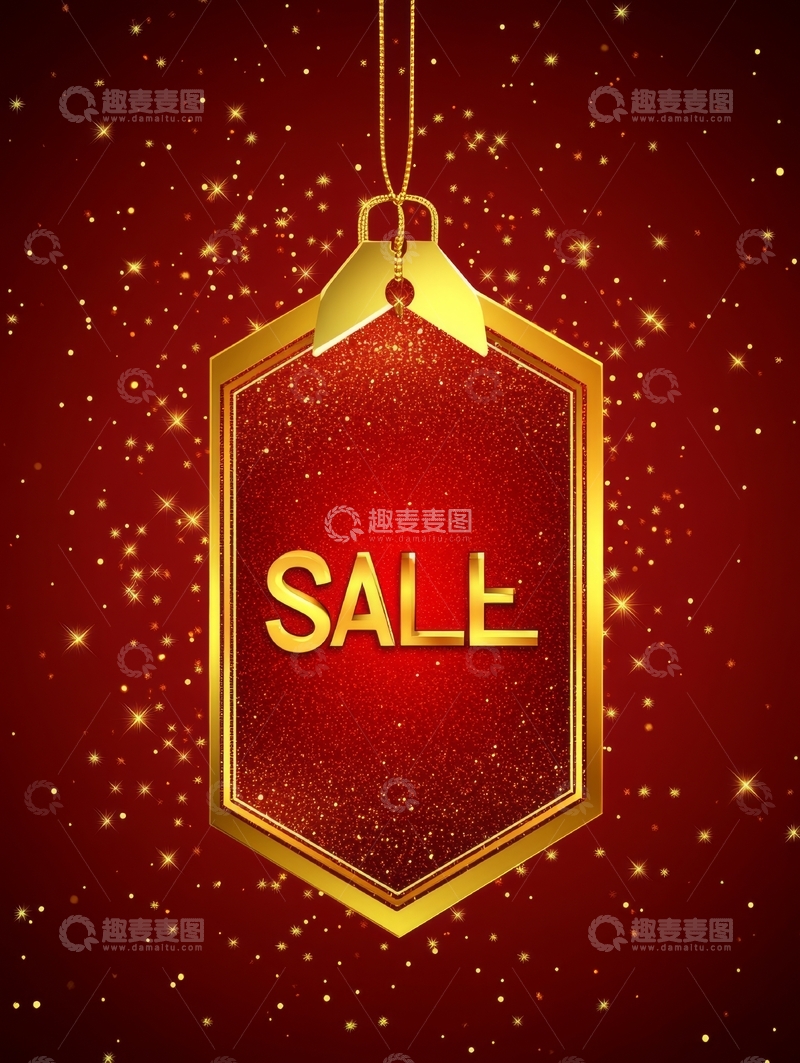 高清大图下载【趣麦麦图】金色吊牌上的&lsquo;SALE&rsquo;字样