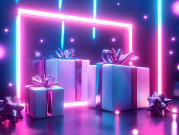霓虹灯下的礼物盒