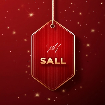红色背景上的金色销售标签