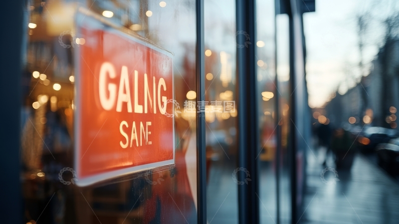 高清大图下载【趣麦麦图】橱窗内的红色广告牌