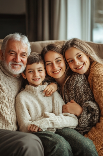 祖孙四人温馨相拥