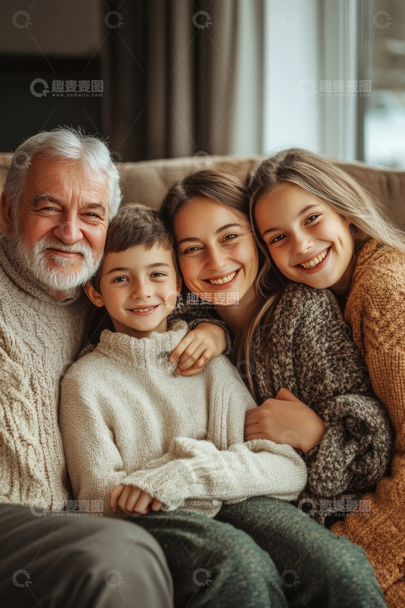 祖孙四人温馨相拥