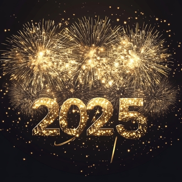 2025年金色烟花庆祝背景