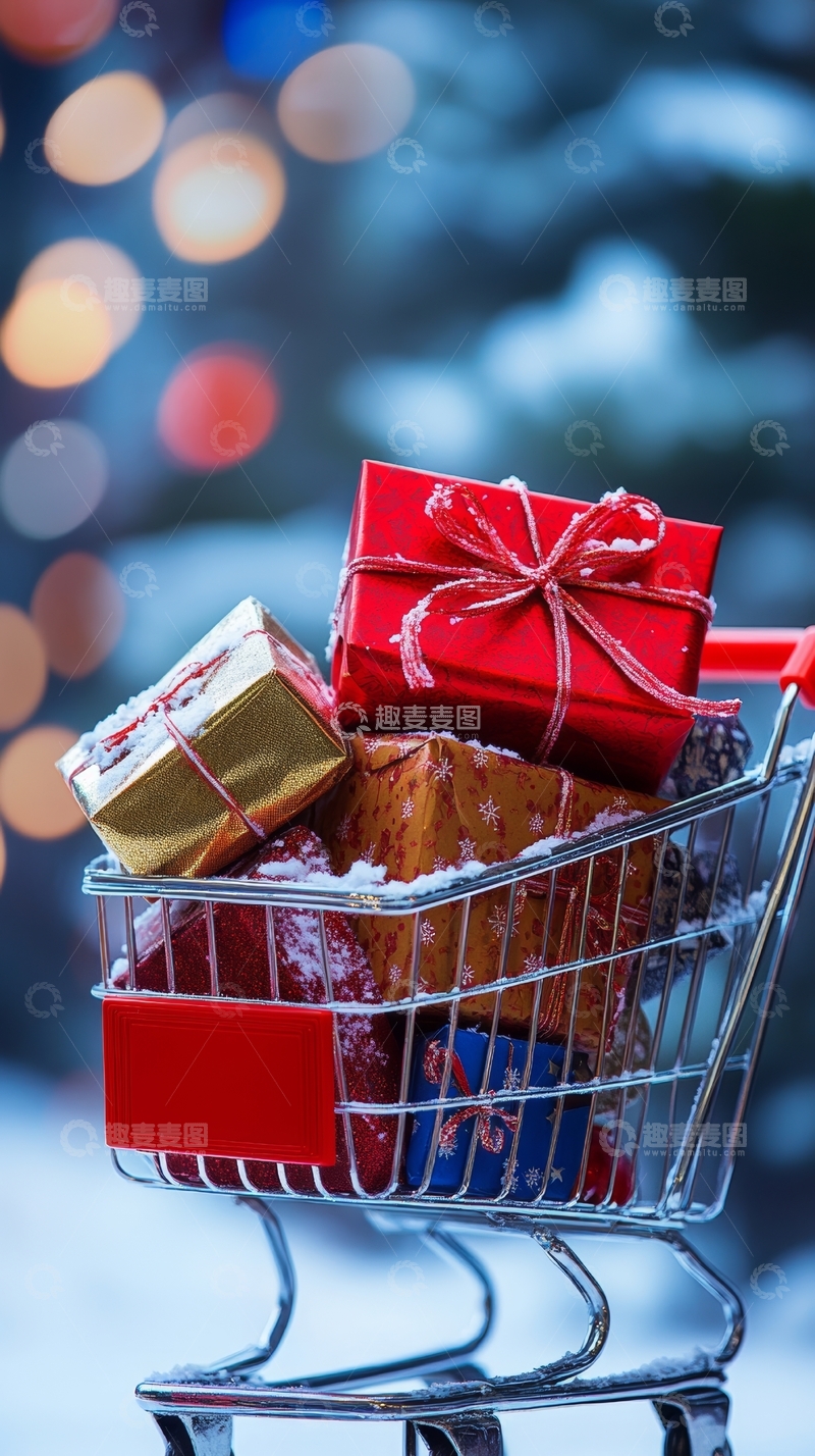 高清大图下载【趣麦麦图】购物车中的圣诞礼物