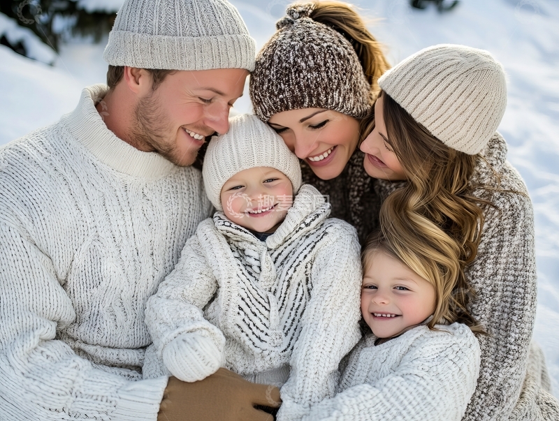 雪地里的温馨家庭时光