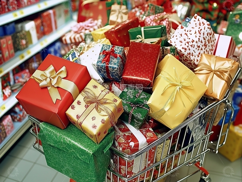 高清大图下载【趣麦麦图】购物车满载各式精美礼品