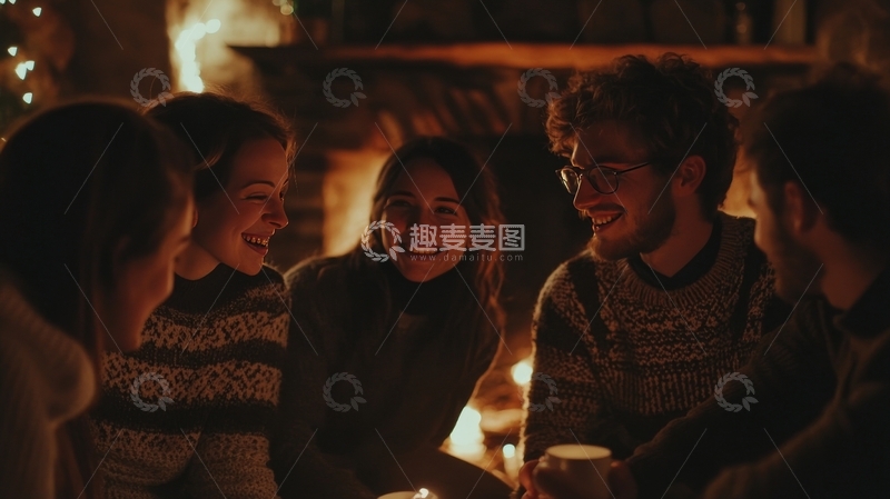 高清大图下载【趣麦麦图】围炉夜话，温暖相聚
