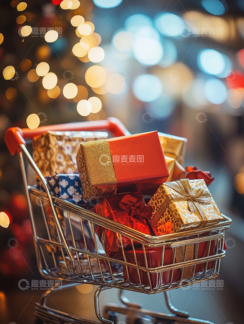 高清大图下载【趣麦麦图】购物车中的节日礼物