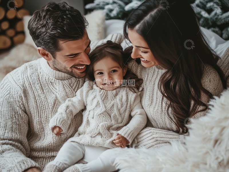 高清大图下载【趣麦麦图】温馨家庭时光：父母与女儿的亲密瞬间