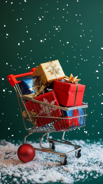 购物车满载圣诞礼物