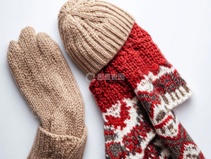 高清大图下载【趣麦麦图】针织手套与袜子的温暖组合
