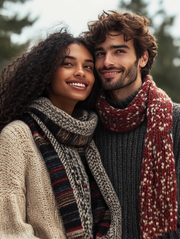 冬日温暖相伴的男女