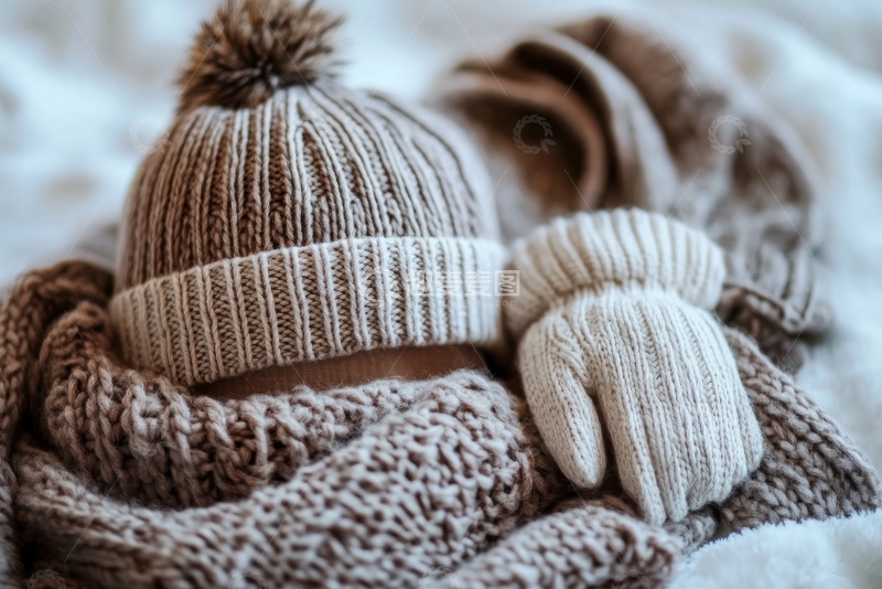 高清大图下载【趣麦麦图】温暖的针织帽与围巾