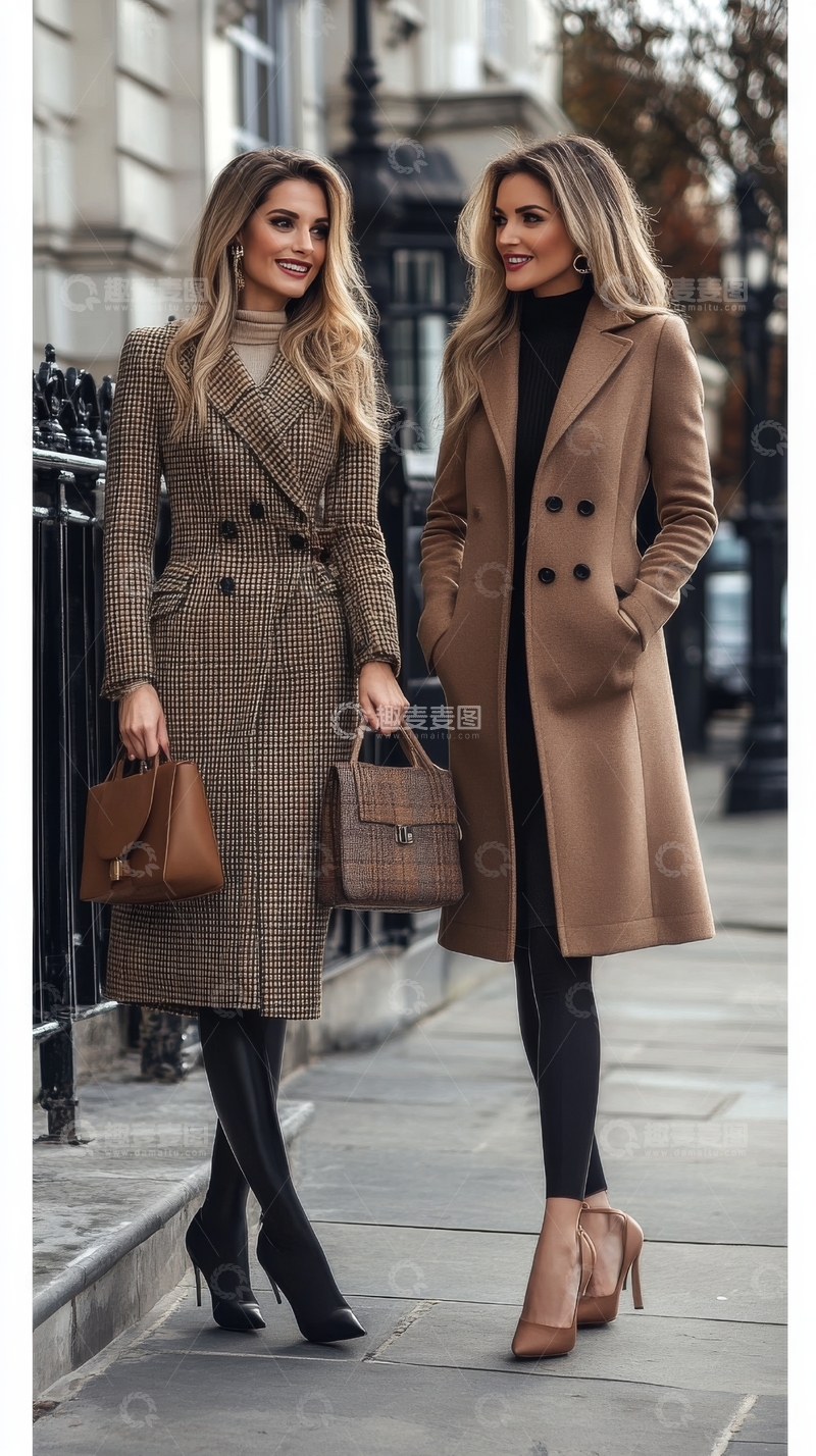 高清大图下载【趣麦麦图】两位女性街头时尚穿搭