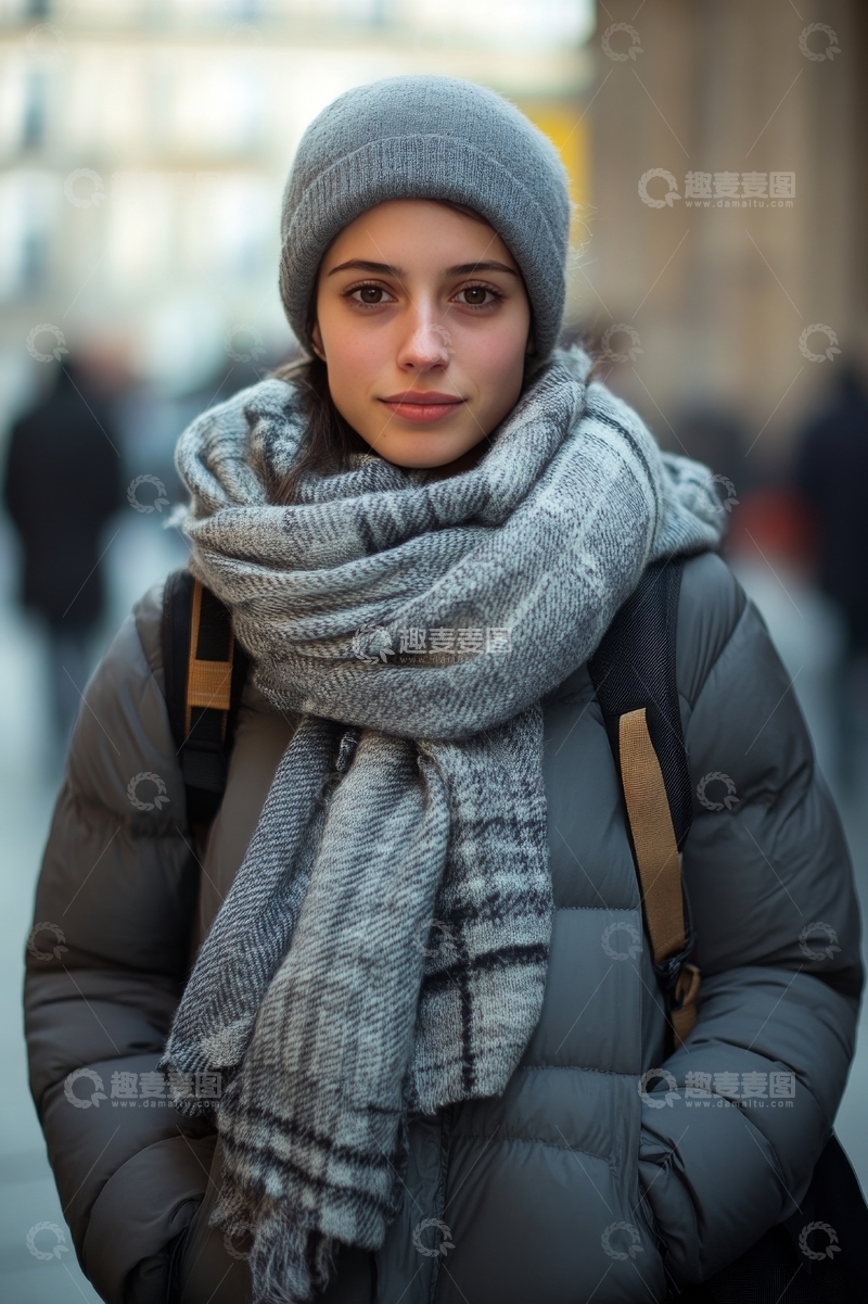 高清大图下载【趣麦麦图】冬日街头的温暖装扮