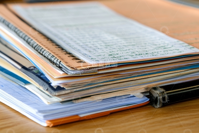 高清大图下载【趣麦麦图】堆叠的笔记本和文件