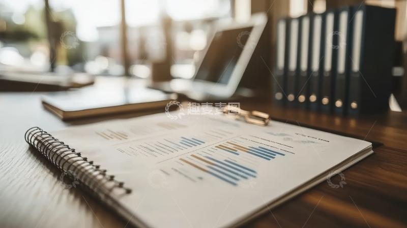 高清大图下载【趣麦麦图】办公桌上的财务报表与文件