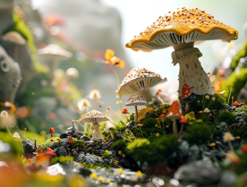 奇幻森林中的蘑菇景观