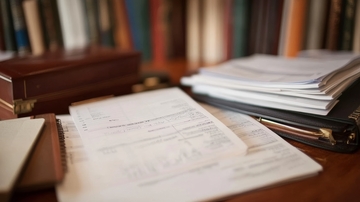 办公桌上的文件和书籍