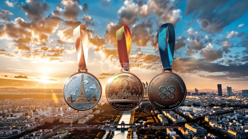 高清大图下载【趣麦麦图】奖牌与城市景观的壮丽结合