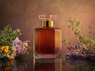 精致香水瓶与花卉的静物组合