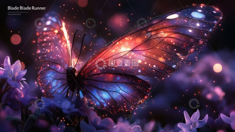 高清大图下载【趣麦麦图】炫彩蝴蝶在花丛中翩翩起舞